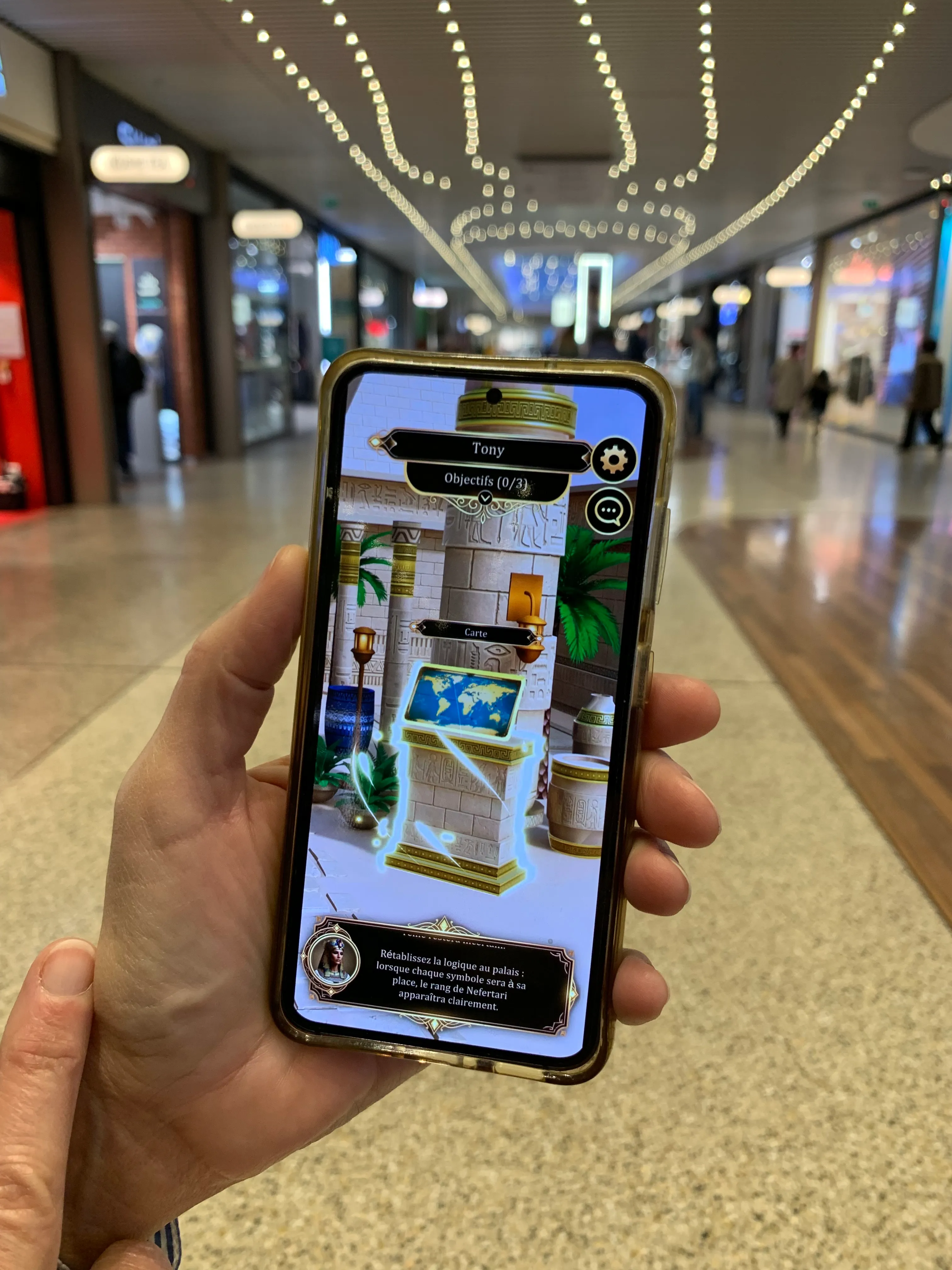 Trezio mall map screen showing interactive treasure hunt